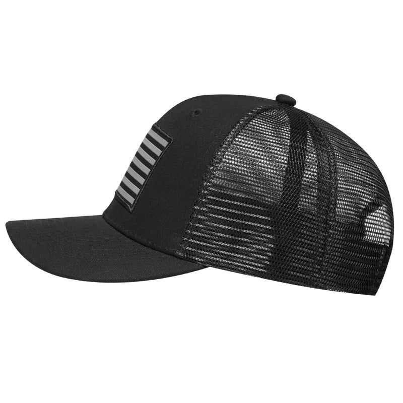 AURR American Flag Trucker Hat, Patriotic Baseball Cap for Men & Women, Breathable Mesh Adjustable Snapback, USA Flag Patch Black/Black - Image 3