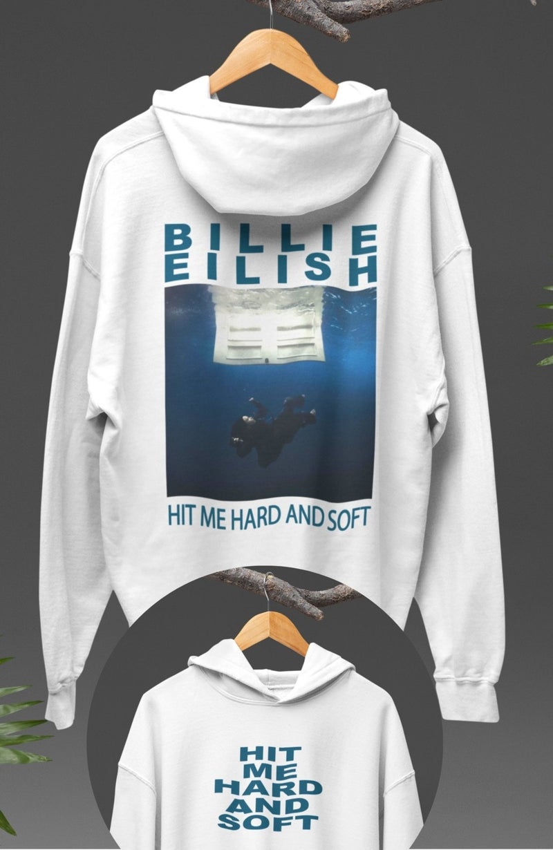 Fuddy Moda Hit Me Hard And Soft Back Printed Hooded Sweatshirt,oversize Billie Eilish Printed Hoodie - Image 1
