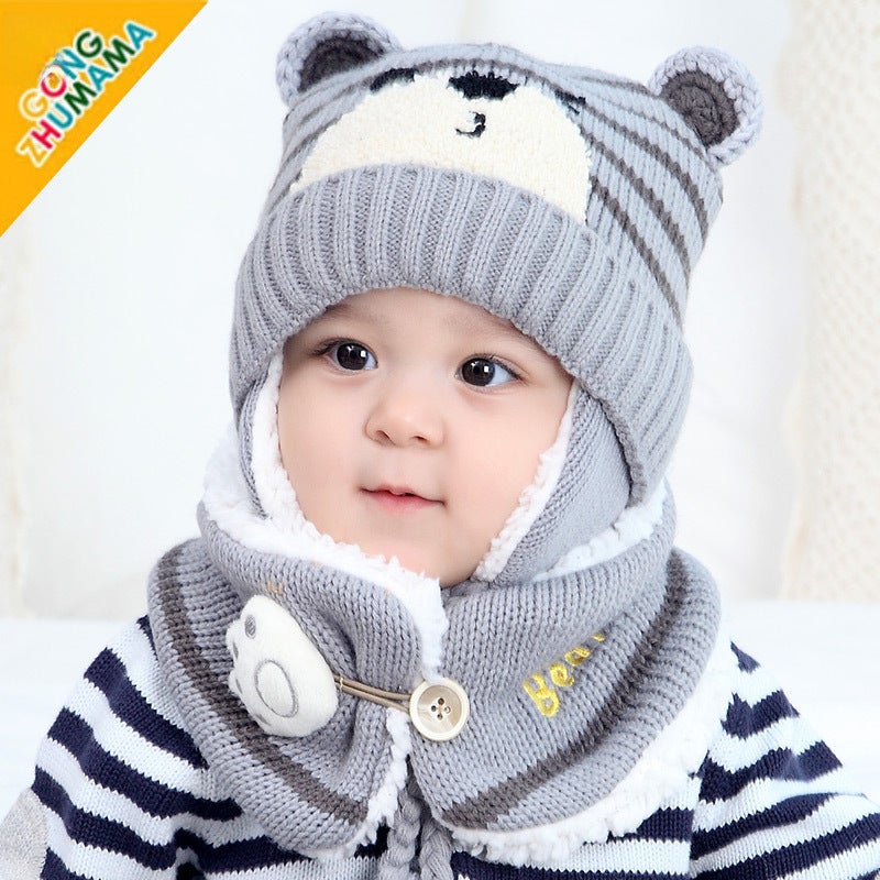 Winter Princess Mommy  Baby Bear Hat Scarf Set 5306 Blue  - Image 5