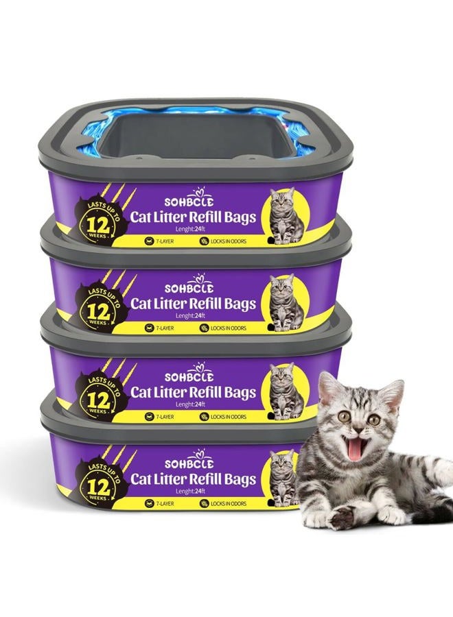 SOHBCLE Cat Litter Refill Bags| 4-Pack Cartridges Compatible with Genie Cat Litter Refills Standard,Plus and Style Pail | Superior Odor Control (NOT Compatible with XL) - Image 1
