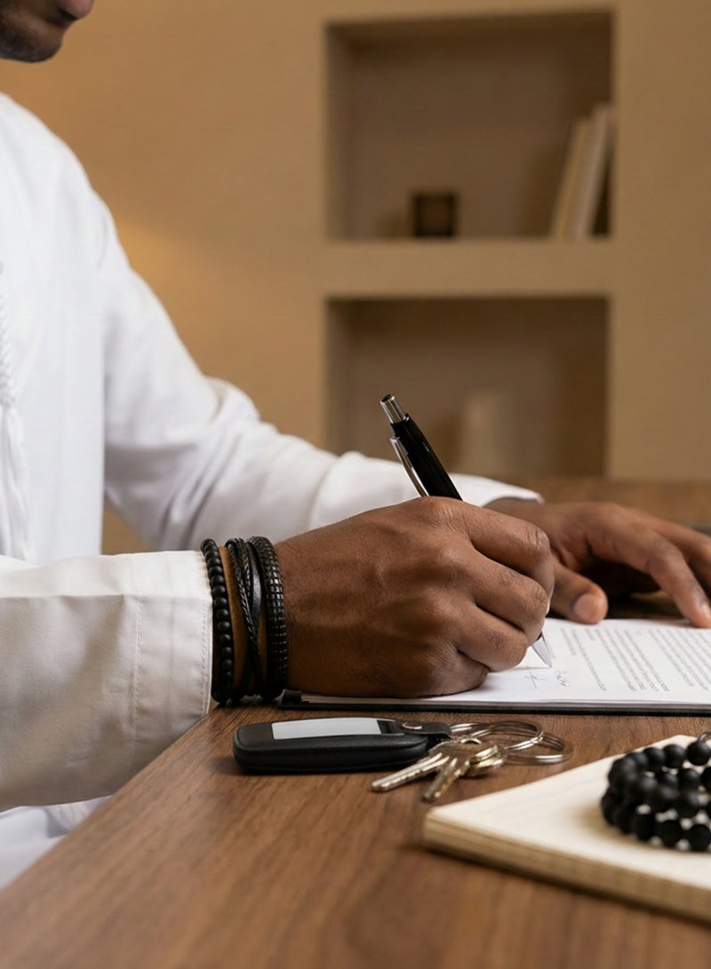 FIORICASA Men’s Premium 7-in-1 Gift Set – Belt, Wallet, Watch, Fashion Bracelets, Beaded Bracelet, Keychain & Pen - Image 5