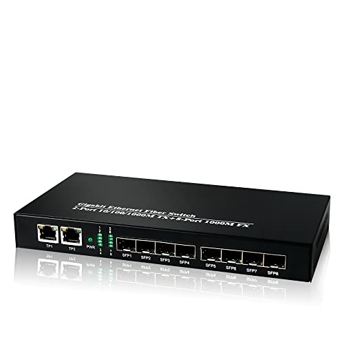 Hanutech 8 Port Gigabit Fiber Switch Unmanaged (2 Port RJ45 Ports+ 8 Port SFP 1.25G Supported, Without Module)- 1 Year Warranty - Image 1