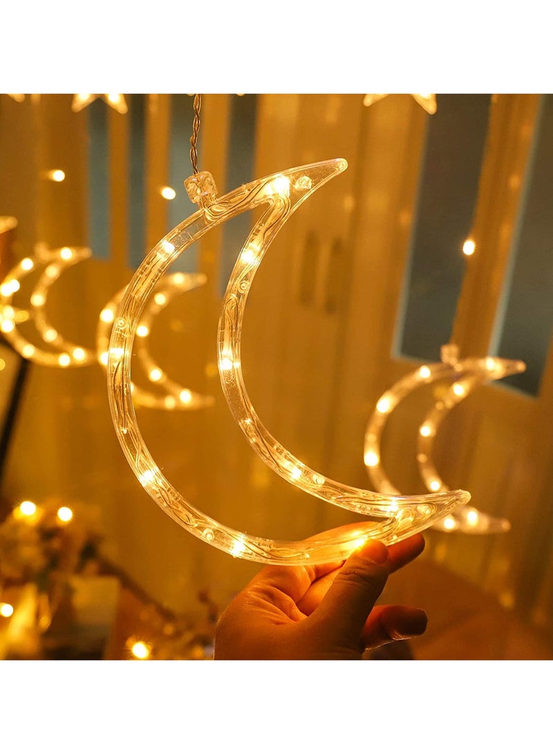 توبيز ستارة توبي الجديدة 138 LED سلسلة ضوء نجمة القمر مع 8 أوضاع إضاءة تعمل لتزيين جدار النافذة والمنزل (أبيض دافئ) - Image 2