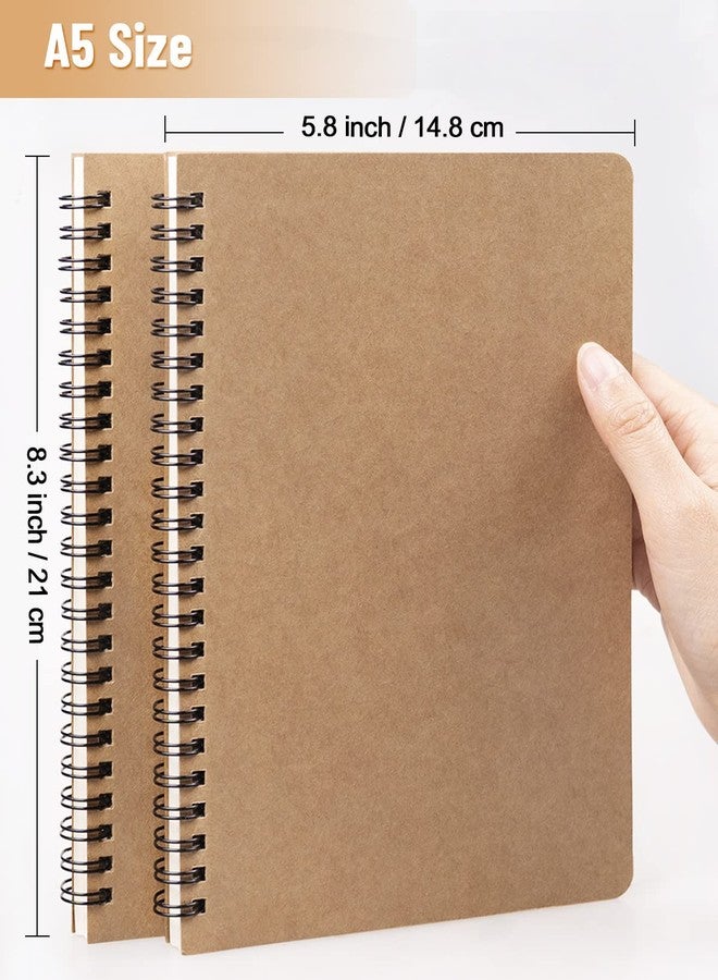 Dynta A5 Spiral Notebooks Blank Journal 10-Pack, Softcover Unlined Sketch Pad for Drawing, Writing, Note Taking Travel Memo Notepads Diary Planner , 100 Pages/ 50 Sheets,8.3 "x 5.8"(Brown) - Image 2