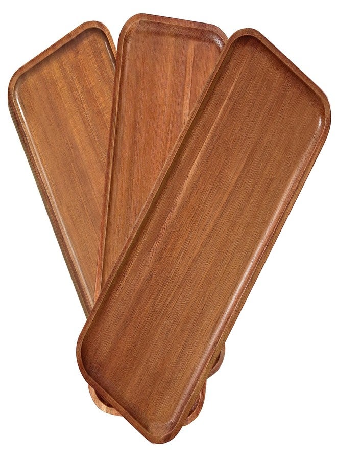 HOMKULA Acacia Wood Serving Platters and Trays - 14" x 5.5" Wooden Mini Charcuterie Boards, Small Cheese Board, Rectangle Wooden Tray for Kitchen Counter, Bathroom, Home Decor, Party (3, 14"X5.5") - Image 1