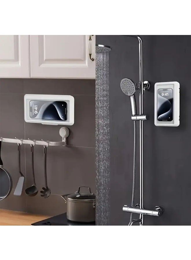 Waterproof Shower Phone Holder with 360° Rotation,Shower Phone Wall Mount Holder Bathroom Case， Adjustable Wall Mounted Phone Case with Touch Screen for Bathroom Mirror Bathtub Kitchen, Compatible with Up to 6.8" Cell Phones  - Image 5