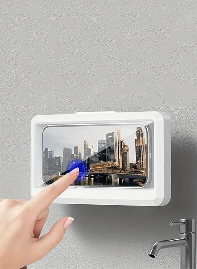 Waterproof Shower Phone Holder with 360° Rotation,Shower Phone Wall Mount Holder Bathroom Case， Adjustable Wall Mounted Phone Case with Touch Screen for Bathroom Mirror Bathtub Kitchen, Compatible with Up to 6.8" Cell Phones  - Image 3