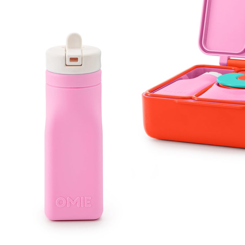 Omie OmieBox Reusable Silicone Water Bottle - 8.7 oz, Straw Top, BPA-Free & Phthalate-Free, Leak-Proof (Pink) (OmieBox Sold Separately) - Image 1