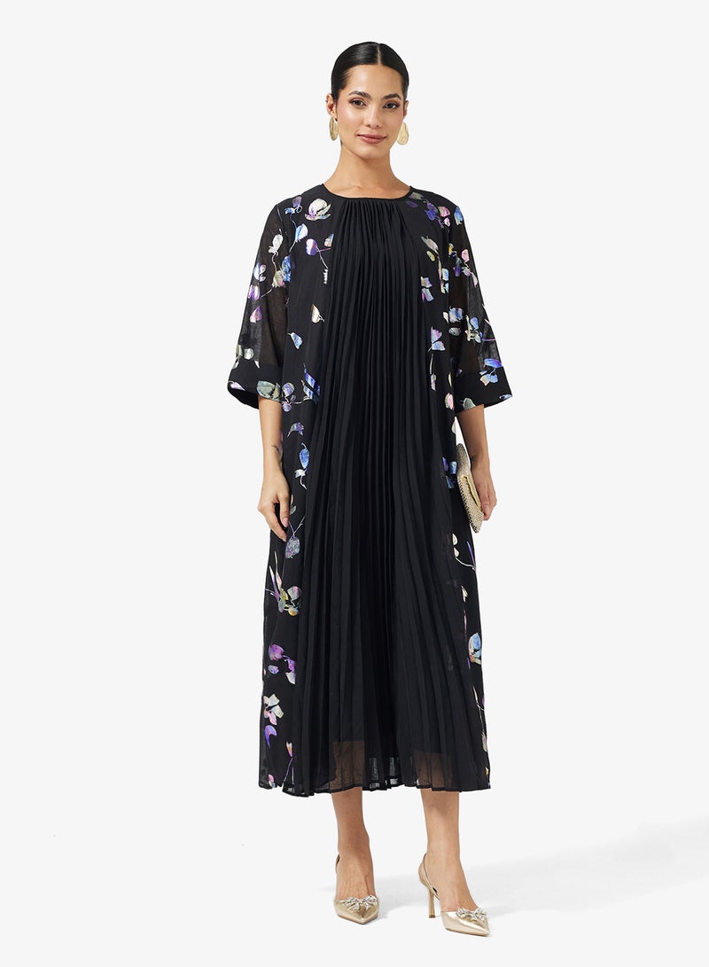 Khizana Printed Jalabiya With Pleats - Image 1