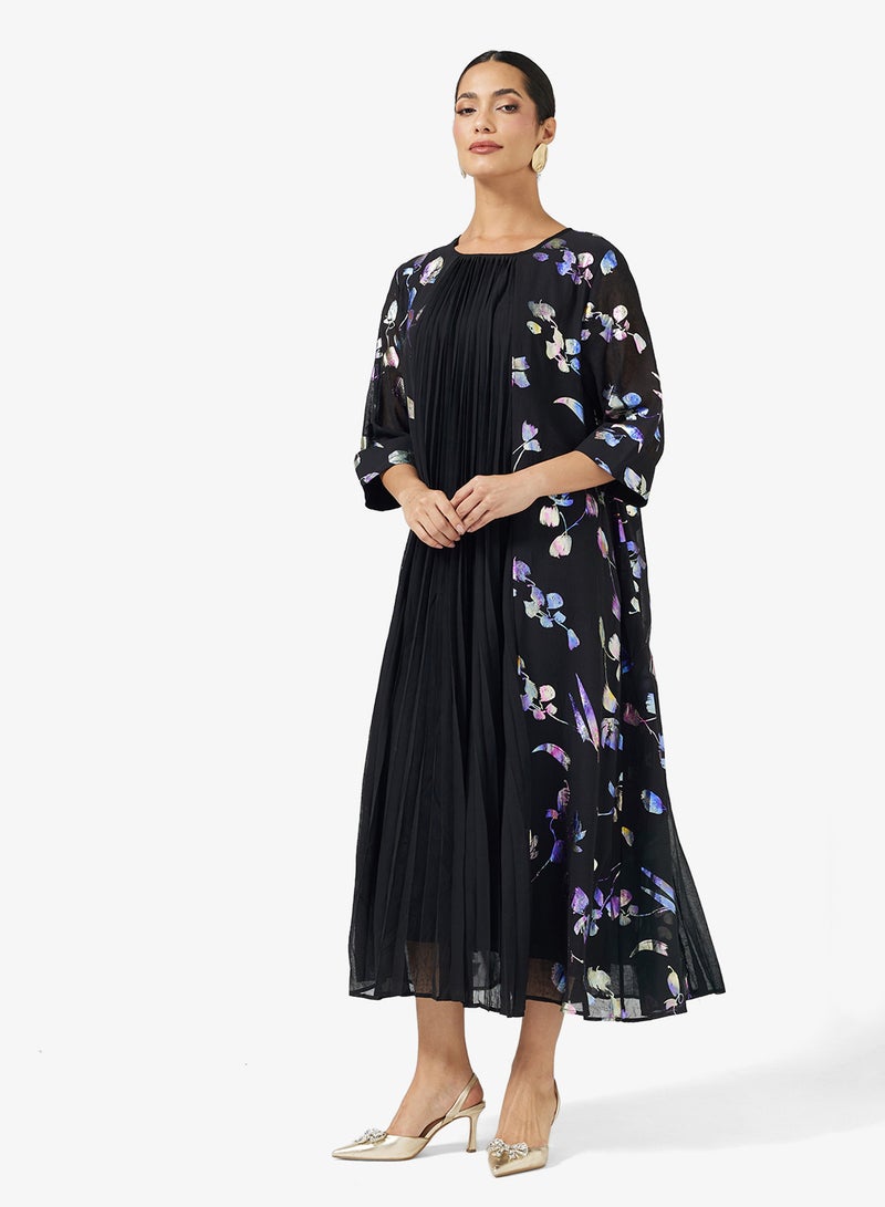 Khizana Printed Jalabiya With Pleats - Image 4