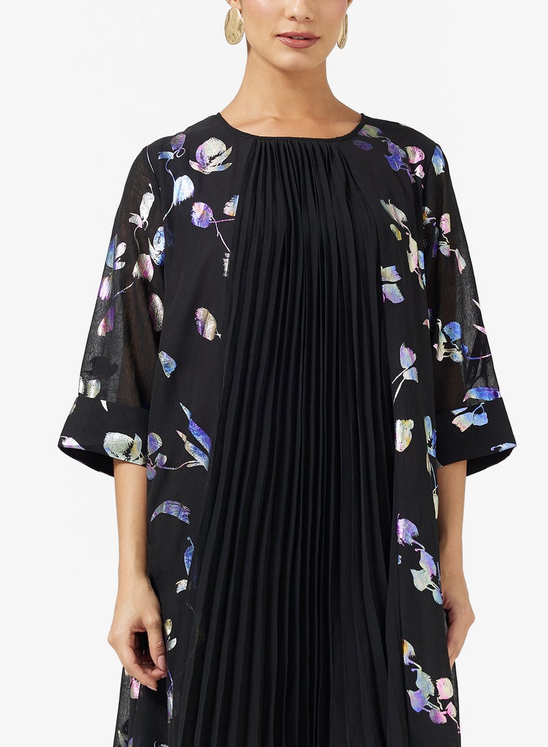 Khizana Printed Jalabiya With Pleats - Image 3