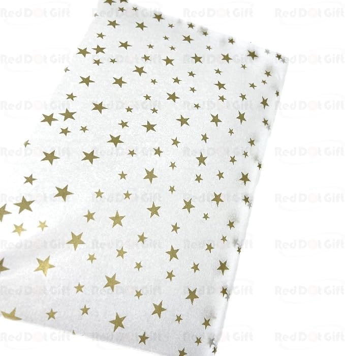 Red Dot Gift® 25 Sheets Metallic Tissue Paper, 50 * 75cm Metallic Tissue Paper for Gift Bags & Gifts Wrapping and for Christmas New Year Birthday Holiday (White with Gold) - Image 4