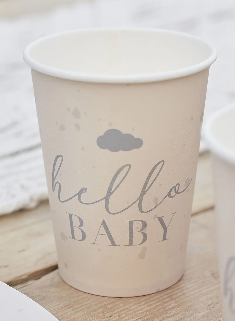 Ginger Ray Hello Baby Speckle Eco Paper Cups