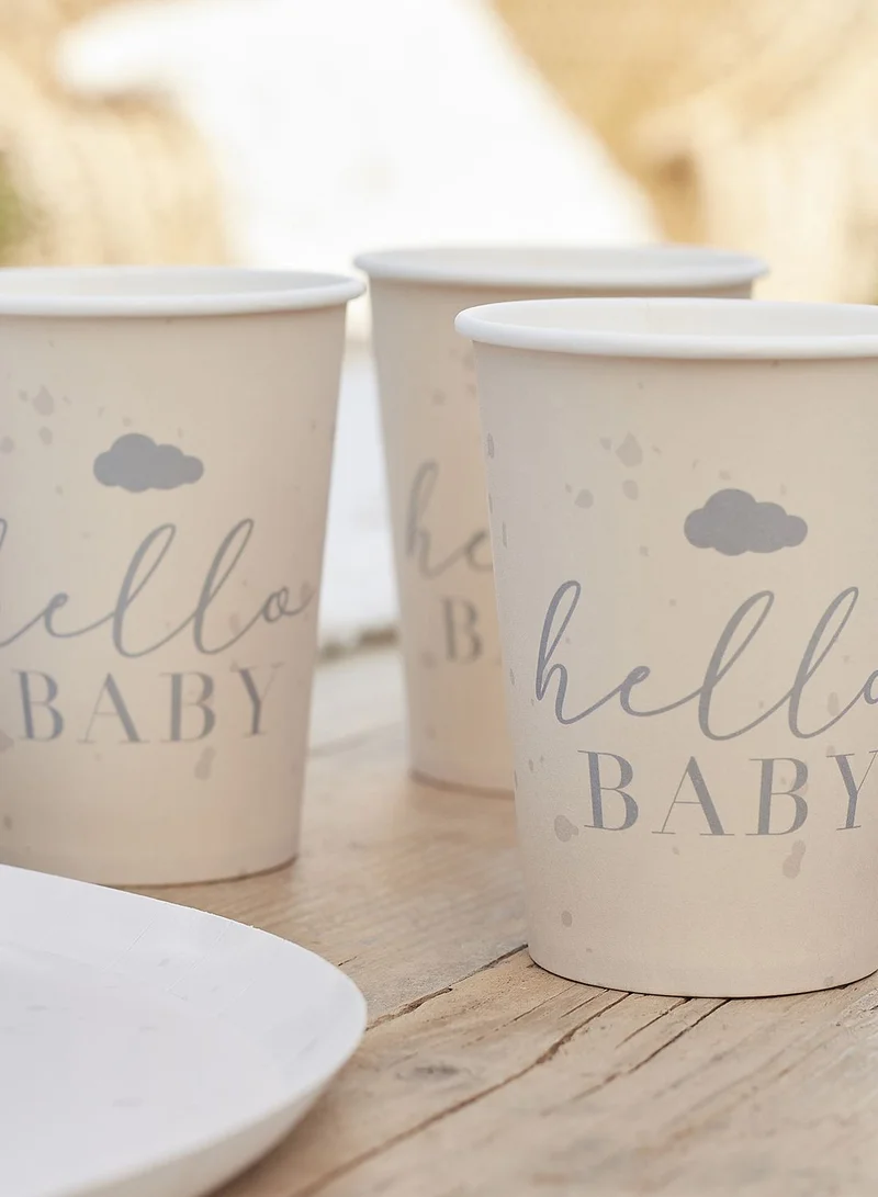 Ginger Ray Hello Baby Speckle Eco Paper Cups