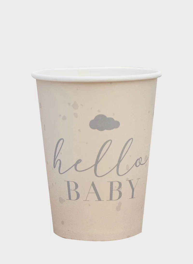 Ginger Ray Hello Baby Speckle Eco Paper Cups