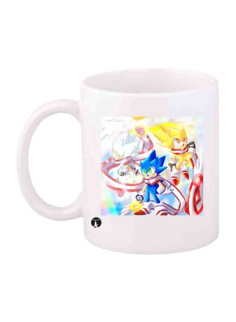 RKN Game Sonic Character Printed Mug White/Blue/Yellow Standard Size
