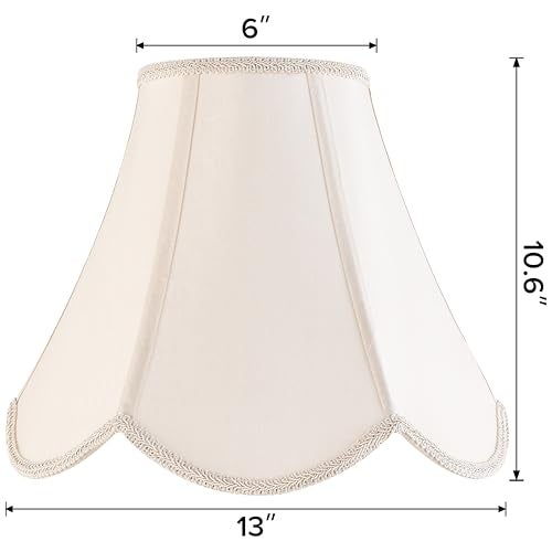 GO&SO GOSO 2 Pcs Barrel Lamp Shades Yellowish Beige Lamp Shade 6x13x106Spider Bell Lamp Shade for Floor LampsTable LampScalloped Lampshade Modern Petal Edge BraidFaux Silk FabricEasy Assembly - Image 3