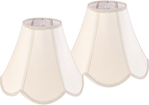 GO&SO GOSO 2 Pcs Barrel Lamp Shades Yellowish Beige Lamp Shade 6x13x106Spider Bell Lamp Shade for Floor LampsTable LampScalloped Lampshade Modern Petal Edge BraidFaux Silk FabricEasy Assembly - Image 1