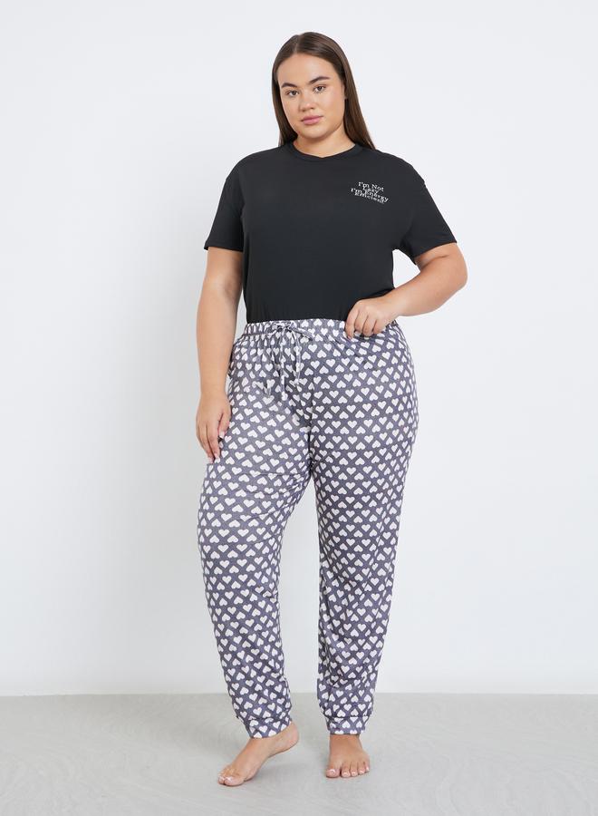 ستايلي طقم من بنطال بيجاما وتيشيرت بمقاس كبير - Image 4