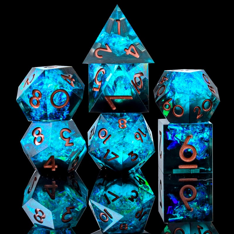 YEMEKO Sharp Edge DND Dice Set Handmade 7 Accessories Dice for Dungeons and Dragons TTRPG Games, Multi-Sided RPG Polyhedral Resin Sharp Edge Dice Roleplaying Games - Image 2