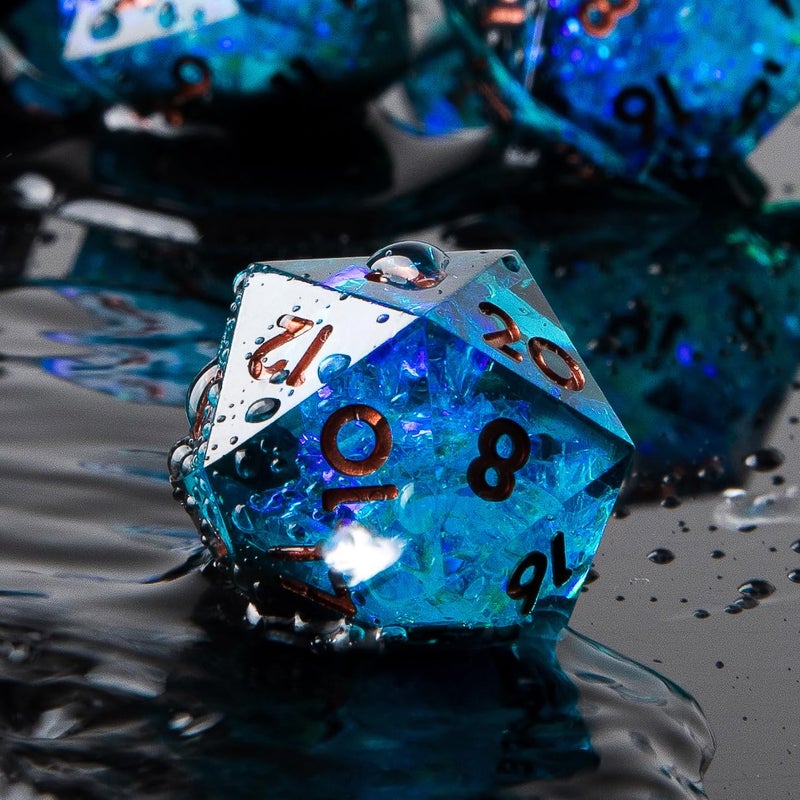YEMEKO Sharp Edge DND Dice Set Handmade 7 Accessories Dice for Dungeons and Dragons TTRPG Games, Multi-Sided RPG Polyhedral Resin Sharp Edge Dice Roleplaying Games - Image 3