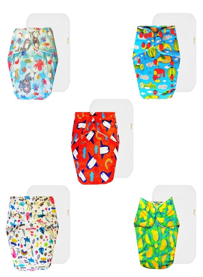 حفاضات دمبلدو القماشية الممتازة مع حشوة قطنية (عبوة من 5) | مضادة للحساسية | قابلة لإعادة الاستخدام والغسل | سريعة الجفاف | مثالية للأطفال الصغار | من 3 أشهر إلى 3 سنوات | للجنسين - Image 1