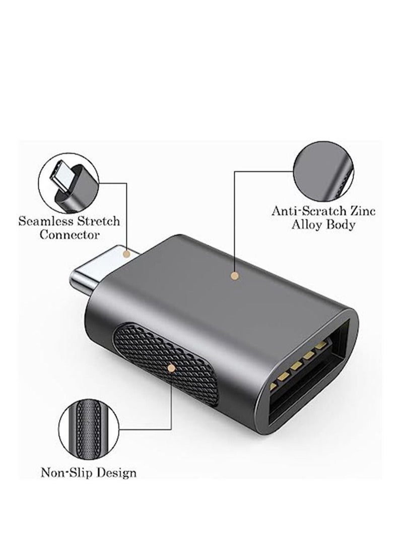 (4-pack) USB Type-C male to USB A female, USB Converter for MacBook Pro/Air, iPad, iMac and more Type C devices - Space Gray  - Image 3