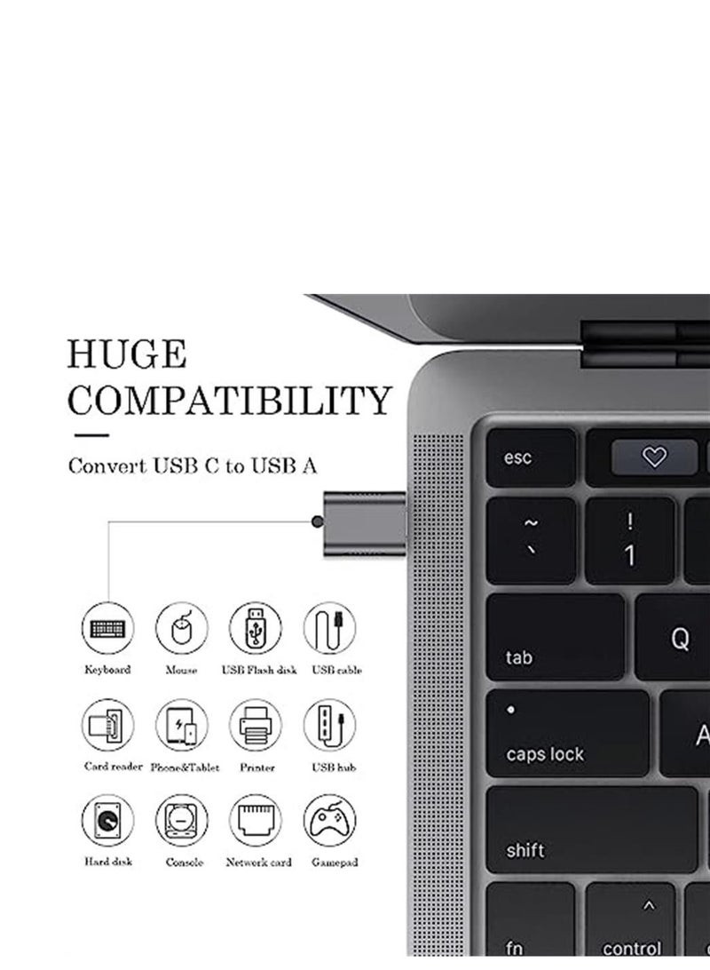 (4-pack) USB Type-C male to USB A female, USB Converter for MacBook Pro/Air, iPad, iMac and more Type C devices - Space Gray  - Image 5