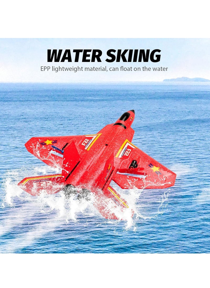 RTF F-22 Raptor Remote Control Airplane, 6-Axis Gyro 2.4GHz with Light Bar Jet Fighter Toy for Kids and Beginners (Red)  - Image 2