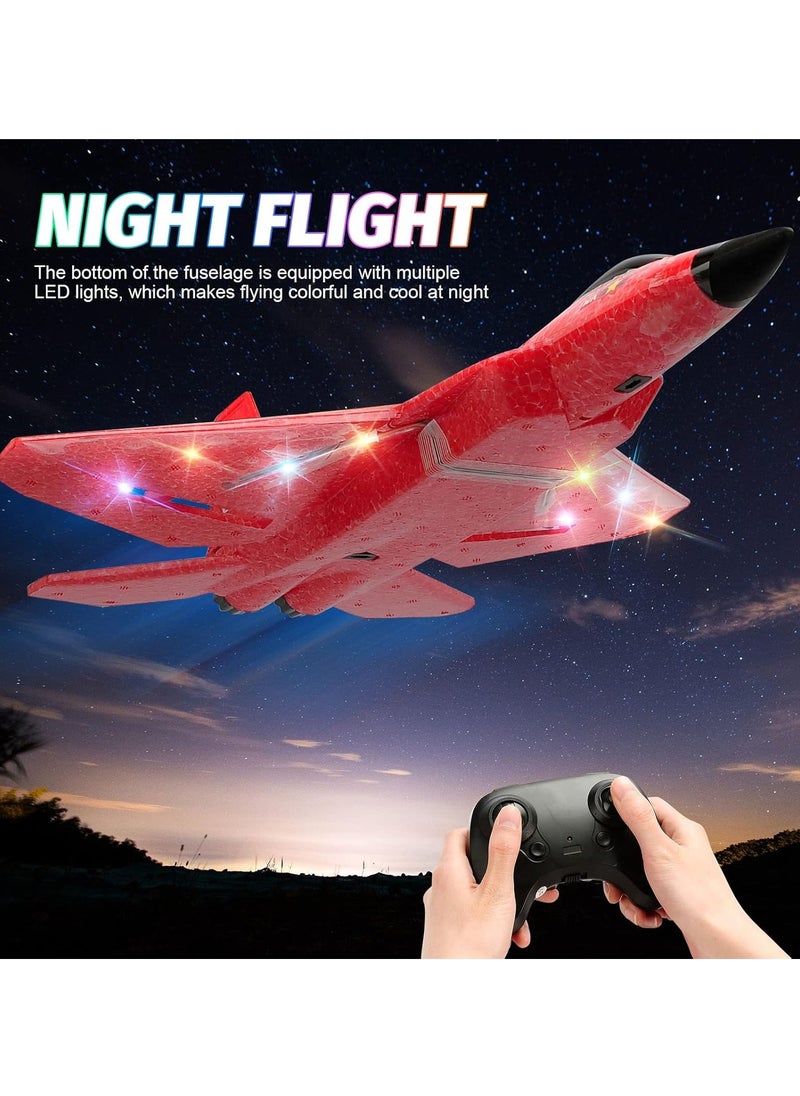RTF F-22 Raptor Remote Control Airplane, 6-Axis Gyro 2.4GHz with Light Bar Jet Fighter Toy for Kids and Beginners (Red)  - Image 3