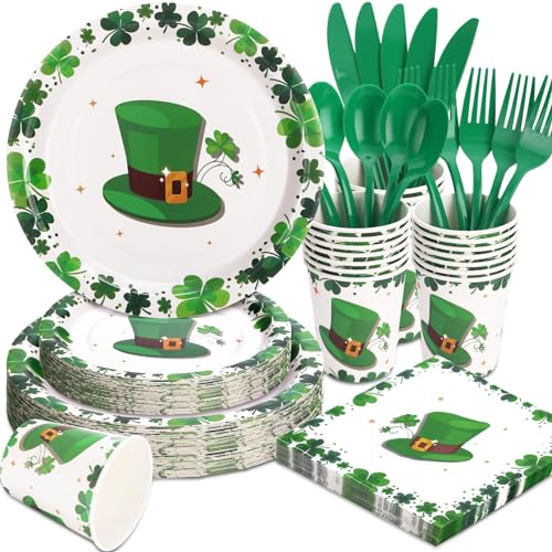 LOOWVY 175PCS St Patricks Day Plates and Napkins Set-St Patricks Day Party Supplies for St Patricks Day Decorations - Image 1