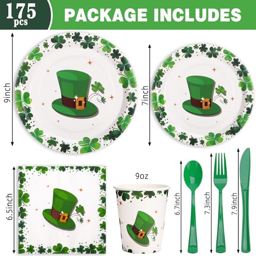 LOOWVY 175PCS St Patricks Day Plates and Napkins Set-St Patricks Day Party Supplies for St Patricks Day Decorations - Image 2