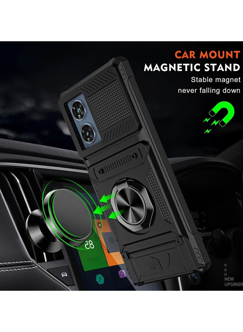 general Compatible with Motorola Edge 50 Fusion Wallet Case with Swivel Holder and Hidden Card Holder, Non-Slip Rugged Moto Edge 50 Fusion Case - Image 3