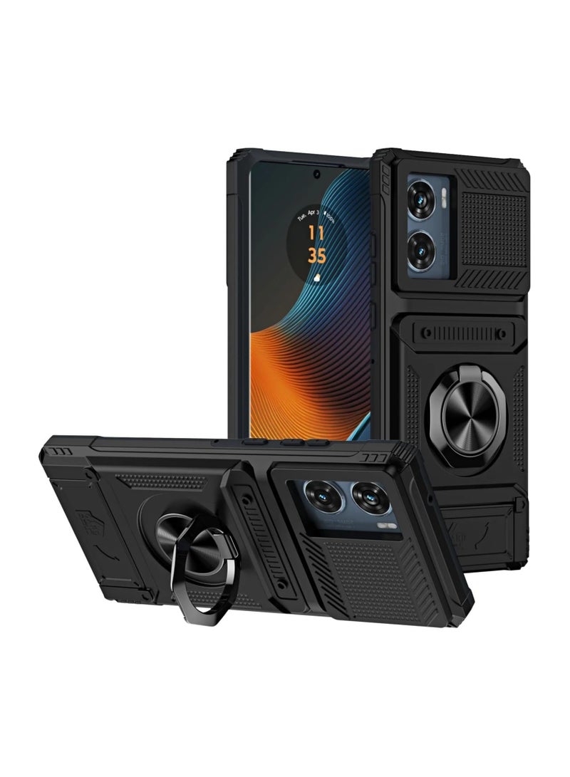 general Compatible with Motorola Edge 50 Fusion Wallet Case with Swivel Holder and Hidden Card Holder, Non-Slip Rugged Moto Edge 50 Fusion Case - Image 1