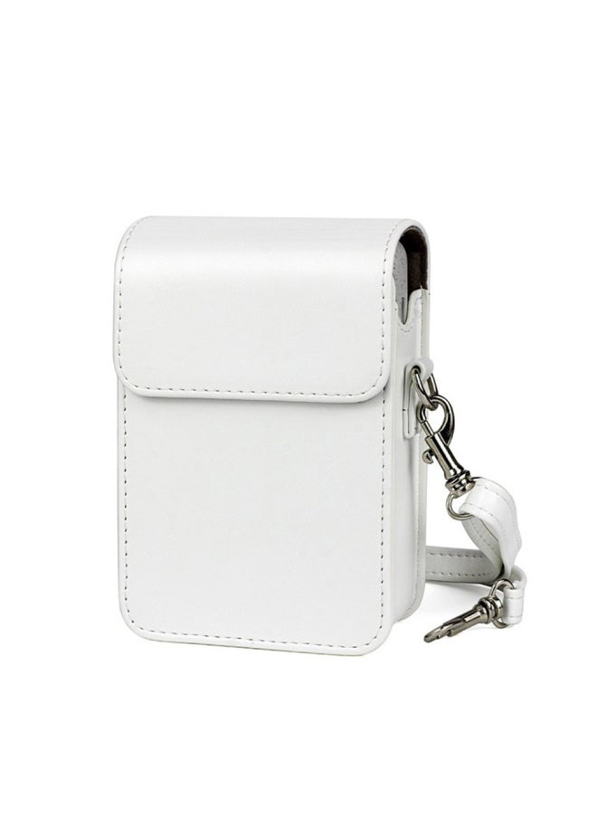 Generic Suitable For Fuji Polaroid Mini Liplay Vintage Brushed Camera Bag Artistic Fresh Protective Case PU Storage-Color:Pearlescent White (solid Color)  - Image 1