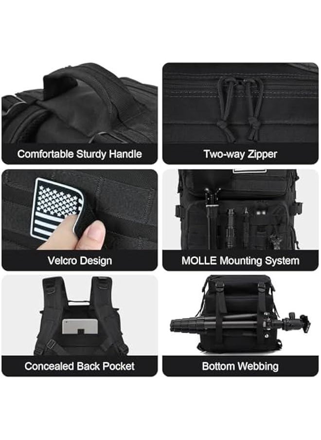 TRASSLE 45L Backpack For Men Molle Daypack 3 Day Bug Out Bag Hiking Rucksack With Bottle Holder  - Image 2