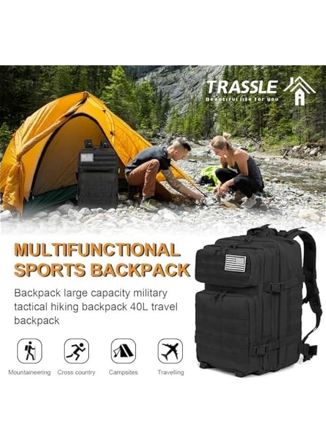 TRASSLE 45L Backpack For Men Molle Daypack 3 Day Bug Out Bag Hiking Rucksack With Bottle Holder  - Image 5