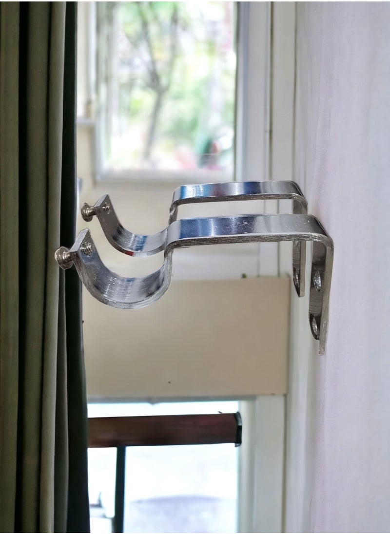Set of 4 Round Curtain Rod Brackets Holders for 25mm Curtain Rod with 4 side supporters|Curtain Rod Support for Door and Window Curtain Brackets|Curtain Support Brackets|Curtain Rod Holder