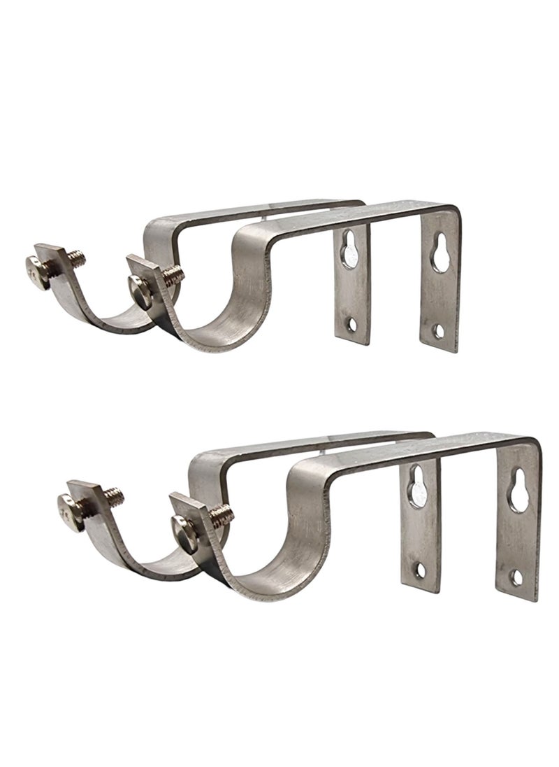 Set of 4 Round Curtain Rod Brackets Holders for 25mm Curtain Rod with 4 side supporters|Curtain Rod Support for Door and Window Curtain Brackets|Curtain Support Brackets|Curtain Rod Holder