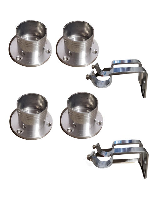 Set of 4 Round Curtain Rod Brackets Holders for 25mm Curtain Rod with 4 side supporters|Curtain Rod Support for Door and Window Curtain Brackets|Curtain Support Brackets|Curtain Rod Holder