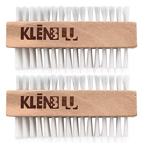KLENBLU Sneaker Cleaner Brush/Cleaning Brush by KlenBlu - Premium Double Sided Wooden Shoe Care Brush Made with Nylon (2 Pack) - Image 1