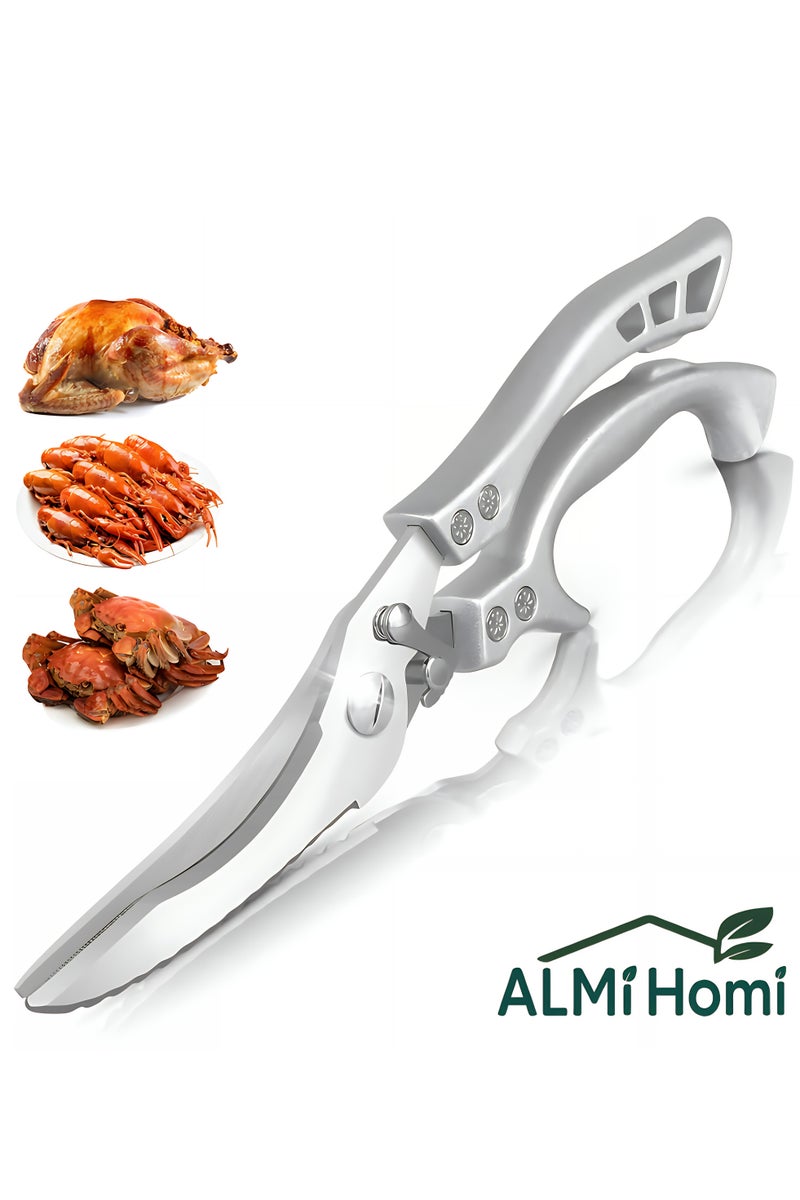 ALMiHomi Kitchen Scissors, Heavy-duty Stainless Steel Poultry Shears Sharp Bone Shears Multi-purpose Food Scissors with Safety Lock Suitable for Bones, Poultry, Meat, Fish, Food, Seafood, Barbecue - Image 1