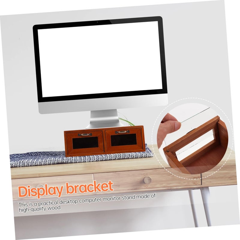 Elevated Monitor Stand with Storage Box Desk Organizer for Computer Screen Tablet - Image 4