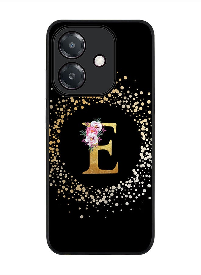 Stylizedd For Oppo A5i Case,Slim fit Camera Protection, Shockproof Thin Phone cover  - Custom Monogram Floral - E ( Black )