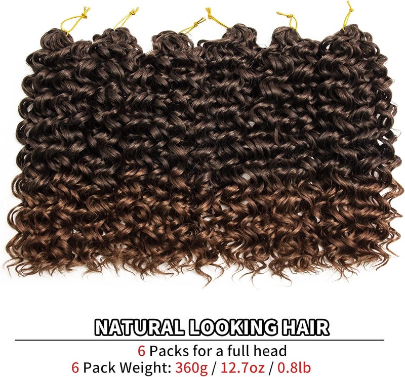 QRHSUKA شعر محبوك بنمط GoGo Curl للنساء، بتموجات مائية وشعر بشري مموج، إضافات شعر صناعية (طول 14 بوصة، عبوة تحتوي على 6 قطعات)، اللون T1B/30 - Image 2