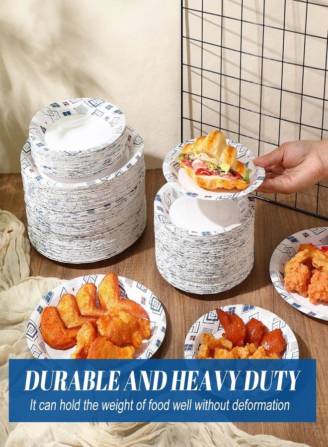 Maxcheck 300 Paper Plates Including 150 Pcs 9 Inch Heavy Duty Printed Disposable Plates and 150 Pcs 7 Inch Soak Proof Disposable Paper Plate for Everyday Use Family Gatherings Parties(Rhombus) - Image 2