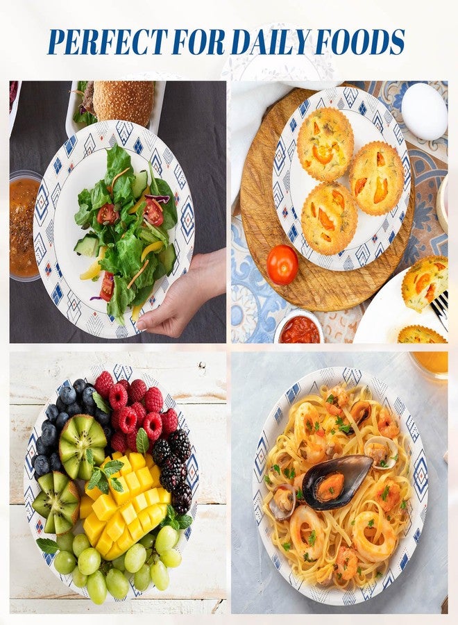 Maxcheck 300 Paper Plates Including 150 Pcs 9 Inch Heavy Duty Printed Disposable Plates and 150 Pcs 7 Inch Soak Proof Disposable Paper Plate for Everyday Use Family Gatherings Parties(Rhombus) - Image 5