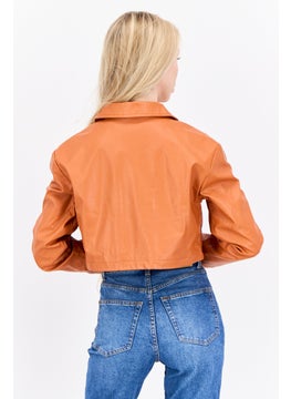 PUBLIC DESIRE Women Solid Motorcycle Jacket, Rust  - Image 3