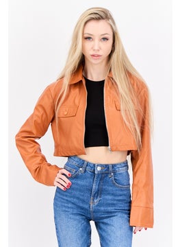 PUBLIC DESIRE Women Solid Motorcycle Jacket, Rust  - Image 1