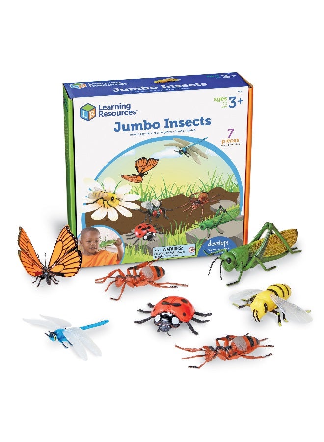 Learning Resources Jumbo Insects (7-Piece Set, Oversized Plastic Bugs, Multi-Color, Ages 3+) - Image 1
